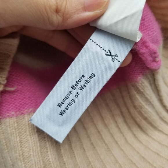 J. Crew Pink and Tan Striped Lambs Wool Sweater Sm - Picture 6 of 8